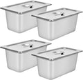 4 Packs Stainless steam Hotel pan1/3 Size x 6 Deep22 Gauge/0.7mm Thick Stainless Steel Hotel Pan Anti Jam Steam Table Pan with Lid (1/3 Size x 6 Deep)