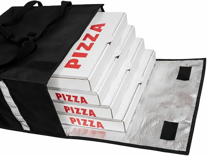 Pizza Bags for Delivery – Insulated Pizza Delivery Bag | Pizza Warmer Carrier for Doordash Uber Eats Catering | Front Load Heavy Duty (Black 20X20X12)