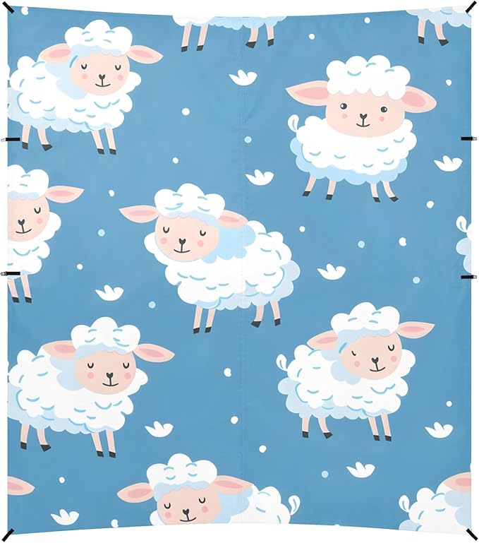 Sheep Pattern for Wrapping Paper and Flower Camping Sun Shelter Beach Tent Portable Beach Sun Shade Outdoor Canopy for Camping Trips Fishing Picnic