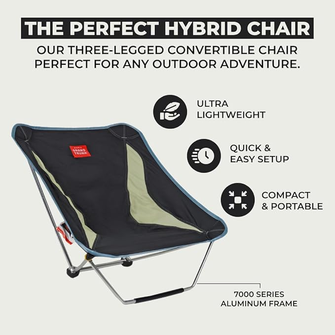 Grand Trunk Mayfly Low Profile Ground Chair – Lightweight Packable &amp Reclining Festival Chair Quick Setup Stable &amp Versatile for Camping Concerts Beach &amp Outdoor Events