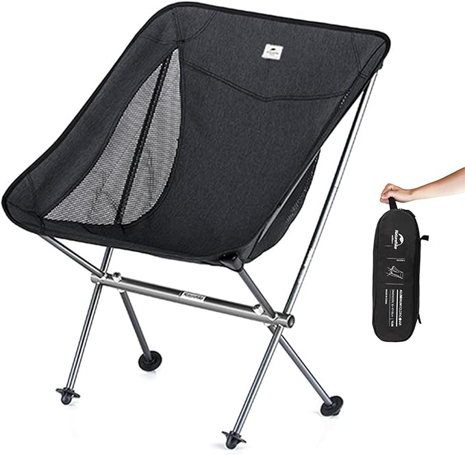 Naturehike YL04 Ultralight Backpacking Chair - 2.1lb &amp 330lb Capacity Compact Folding Camping Chair for Adults Portable &amp Stable Lawn Chairs for Outdoor Camp Beach Hunting Travel Fishing
