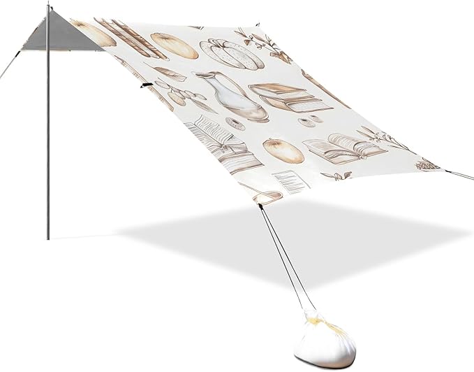 Books and Cute Cozy Things Camping Sun Shelter Beach Tent Portable Beach Sun Shade Outdoor Canopy for Camping Trips Fishing Picnic