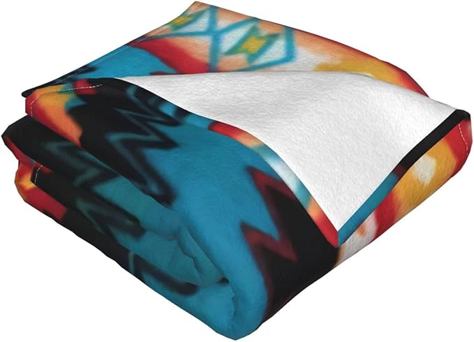 80X60 Southwestern Native American Lightweight Flannel Blanket - Soft and Breathable Polyester Suitable for Travel Camping and Home Decoration