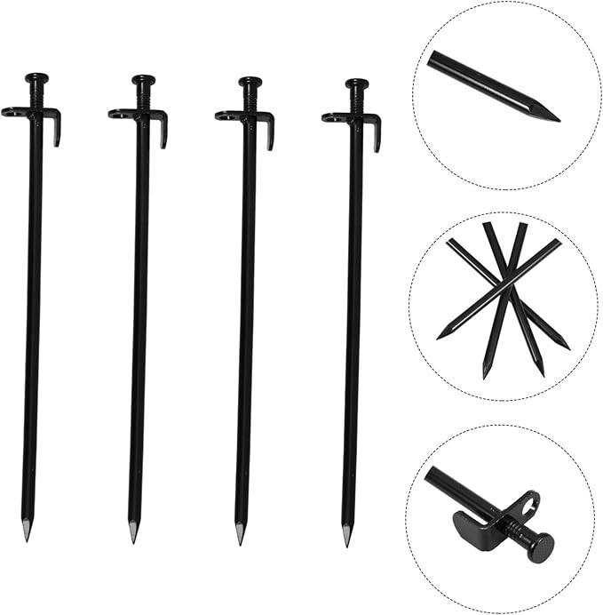 4Pcs Outdoor Metal Gardening Stakes Durable Ground Nails for Planting and Securing Tarps Greenhouse Pegs for Grass Cloth and Sunshade Use