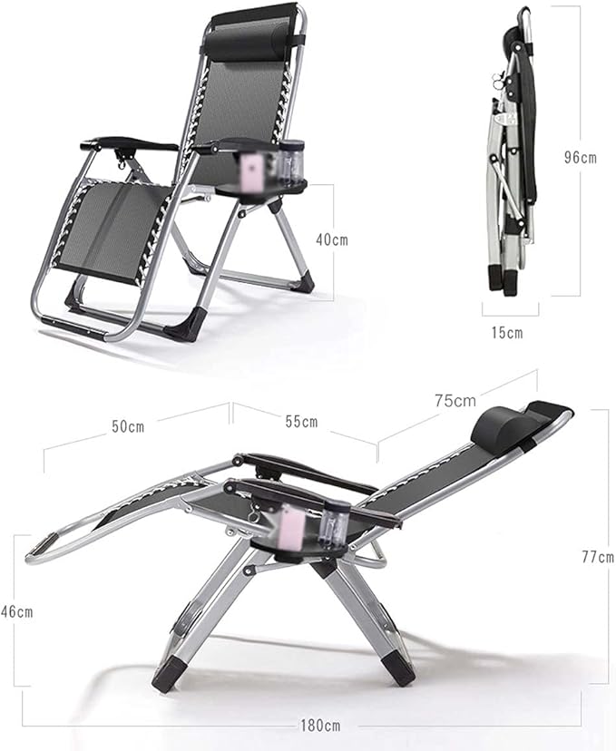 Deck Chair FoldingArmchair Chair Reclinifoldibeach Chairs Heavy Duty Lounge Chairs Foldioutdoor Lounge Chairs with Removable Pillow Drinkichair for Outdoor Campiwith P/Sier