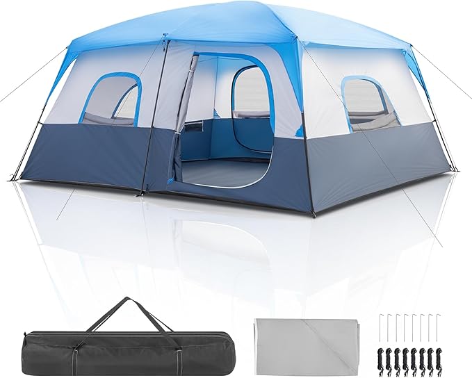Outvita 8/10 Person Camping Tent Large 2 Room Family Tent with Weatherproof Instant Cabin Shelter with Rainfly &amp Carry Bag for Backpacking Hiking Car Traveling…