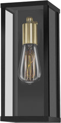 Outdoor Wall Light Exterior Lighting Fixtures Porch Light Wall Mount Lantern Sconce Matte Black &amp Brass Finish with Clear Glass Modern Wall Light for Front Door Garage 1 Pack