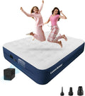 Queen Air Mattress with Built-in Rechargeable Pump 18 Raised Inflatable Bed for Camping &amp Guest 3-Min Fast Inflation Velvet Top Thickened Durable Waterproof Fabric(Blue)