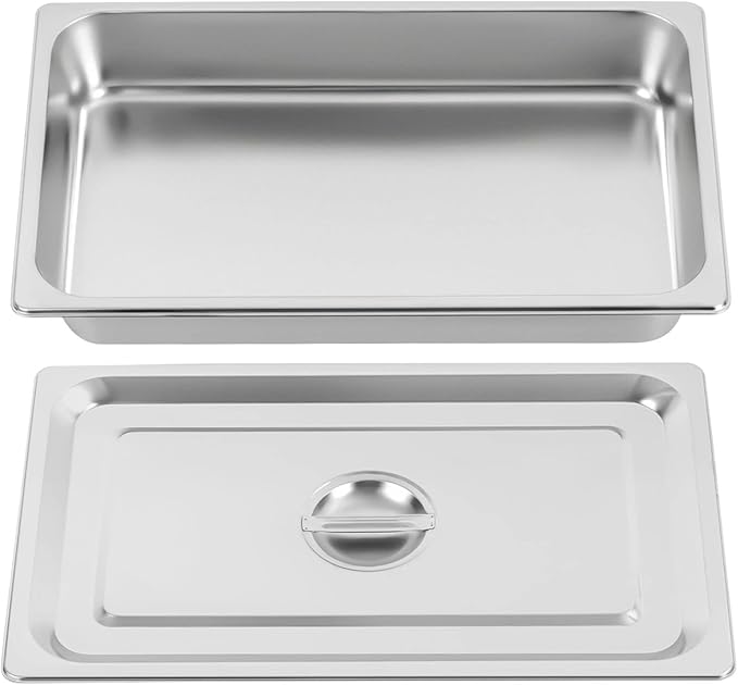 4 Pack Hotel Pan 2.5-Inch Deep Steam Table Pan with Lid 21.26 L x 12.6 W Hotel Pans Stainless Steel Pans Restaurant and Commercial Steam Tables