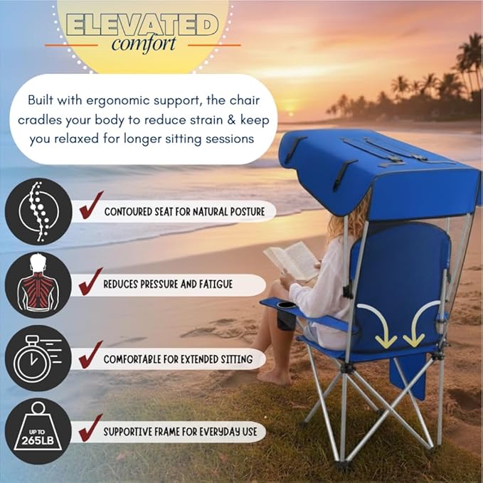 Amazing for less Folding Chair – Portable Outdoor Camping &amp Beach Chair (Blue (Shade) (1-Pack))