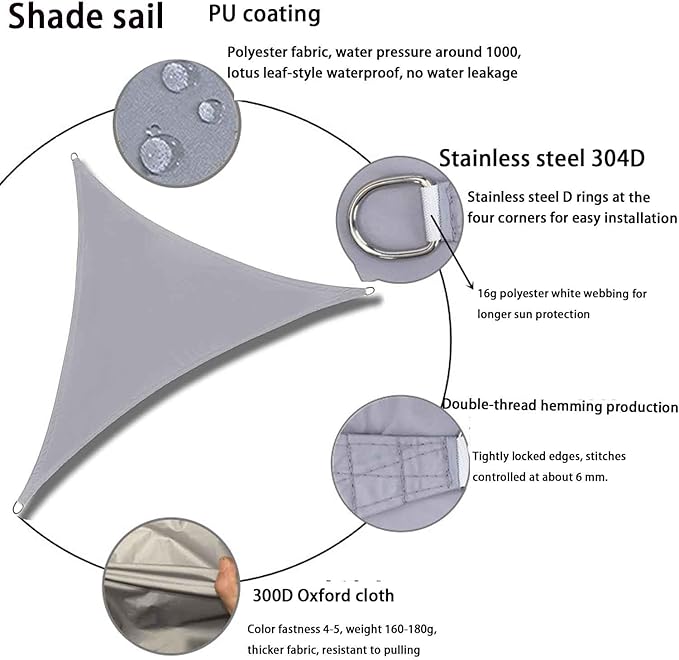 Sunsale Shade Waterproof Triangular Breathable Garden Canopy 98% UV Blocking Patio Sun Shade is durable and tear resistant with free rope perfect for outdoor use