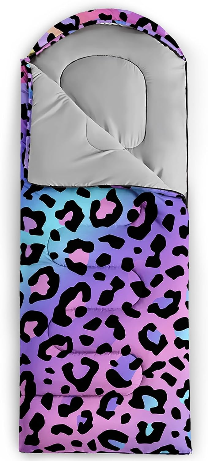 Sleeping Bags for Adults and Kids3D Printing Camping Sleeping Bag for Girls Boys Lightweight Waterproof Cold/Warm 3-SeasonOutdoor Travel with Compression Bags
