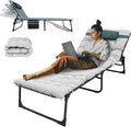 YELLOW JACKET Folding Camping Cot for Adults Adjustable 5-Position Portable Sleeping Cot Bed with Pillow and Removable Mattress Reclining Foldable Camp Cots for OutdoorHomeBeachPatioGrey