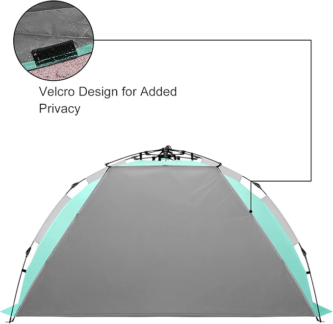 Oileus X-Large 4 Person Beach Tent Sun Shelter - Portable Sun Shade Instant Tent for Beach with Carrying Bag Stakes 6 Sand Pockets Anti UV for Fishing Hiking Camping Waterproof Light Green