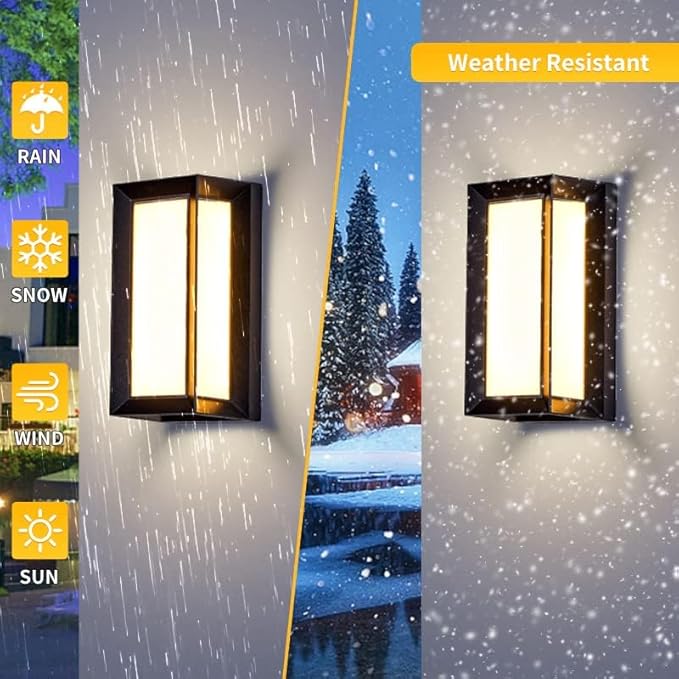 LED Modern Outdoor Wall Light 18W Rectangular1800LM Bright Porch Lights3000K Warm White Exterior Sconce LightingIP65 Waterproof for House Front Door Patio Backyard Hallway 2 Pack Black
