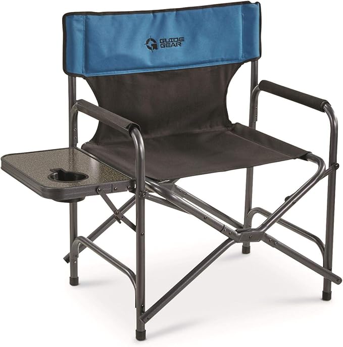 Guide Gear Director’s Camp Chair Oversized Portable Folding 500-lb. Capacity Blue/Black