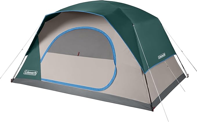 Coleman Skydome Tent with 5 Minute Setup 2/4/6/8-Person Weatherproof Tent with Rainfly &amp Carry Bag 20% More Headroom Than Traditional Canopies