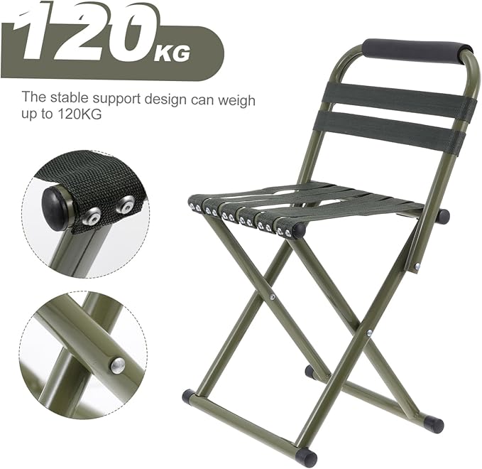 1pc Portable Folding Fishing Stool Lightweight Chair for Camping BBQ and Outdoor Activities and Construction Easy to Carry and Store Green