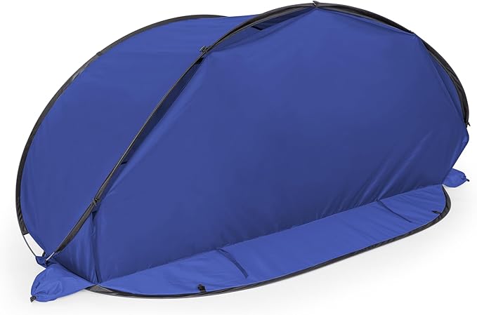PICNIC TIME Manta Portable Beach Tent Fully-Assembled Pop Up Tent Beach Shade and Sun Shelter Instant Outdoor Shade with Carrying Bag for Outdoors and UPF50+ UV Protection (Blue)