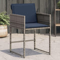 4-Piece Gray Poly Rattan Patio Chairs with Navy Blue Cushions Outdoor Furniture Set with Foldable Backrest Weather-Resistant PE Wicker &amp Steel Frame for Poolside Garden Backyard