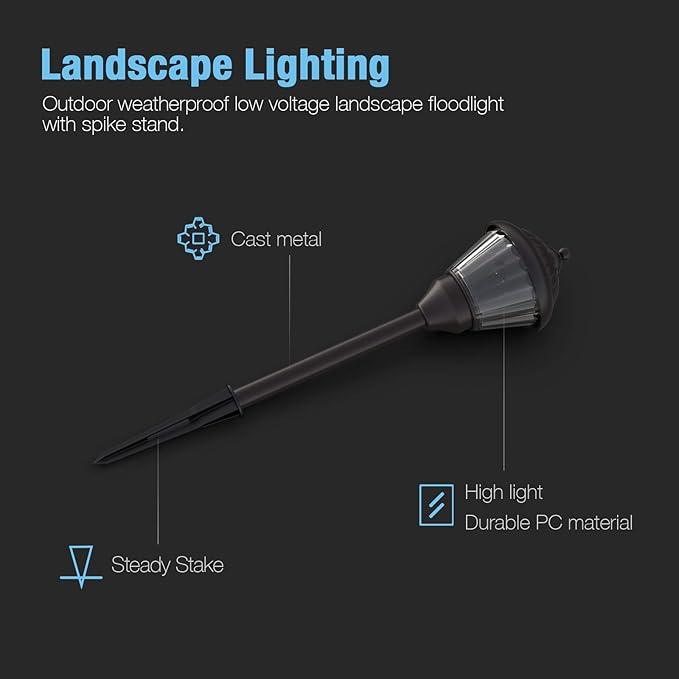 GOODSMANN Pathway Lights 1.5W LED 8PK Outdoor Low Voltage Landscape Lighting Kits 100Lumen Hardwired Path Lights 3000K Warm White Metal 12V Bronze Electric Sidewalk Walkway Light with Cable Connector