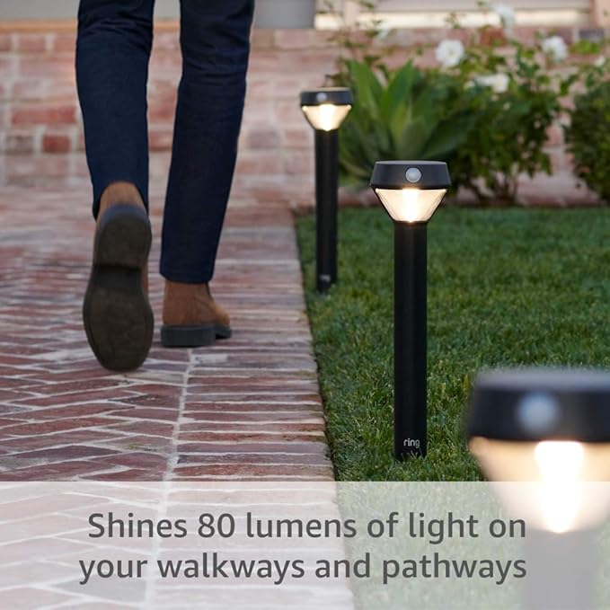 Ring Solar Pathlight — Motion-activated pathlight bright LEDs works with Amazon Sidewalk Black