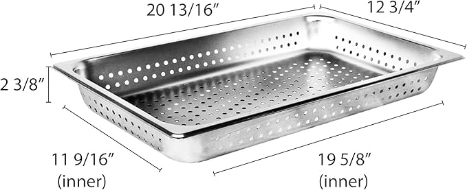 TrueCraftware-Full Size 2-1/2 Deep Perforated Stainless Steel Anti-Jamming Steam Pan 24 Gauge- Chafing Steam Food Pan Anti-Jam Hotel Pans for Restaurant Family Events Personal Catering Use