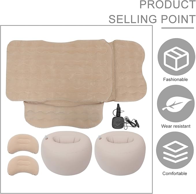 Split Inflatable Bed for Car Air Pump Portable Back Seat Mattress Travel Sleeping Pad for Camping and Road Trips Waterproof Design Easy to Inflate