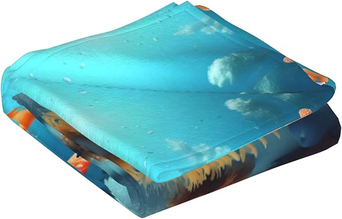 Coral Fish Underwater Blanket.Super Soft Flannel Blanket 80x60 inches 100% Polyester for Warmth Perfect for beds Sofas and Camping.