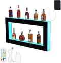 Elegant Wall-Mounted LED Wine Bottle Display Rack – 24-Inch Rectangular 2-Layer Acrylic with Dynamic Lighting Remote &amp App Control (Mobile Connectivity) Premium Quality Materials