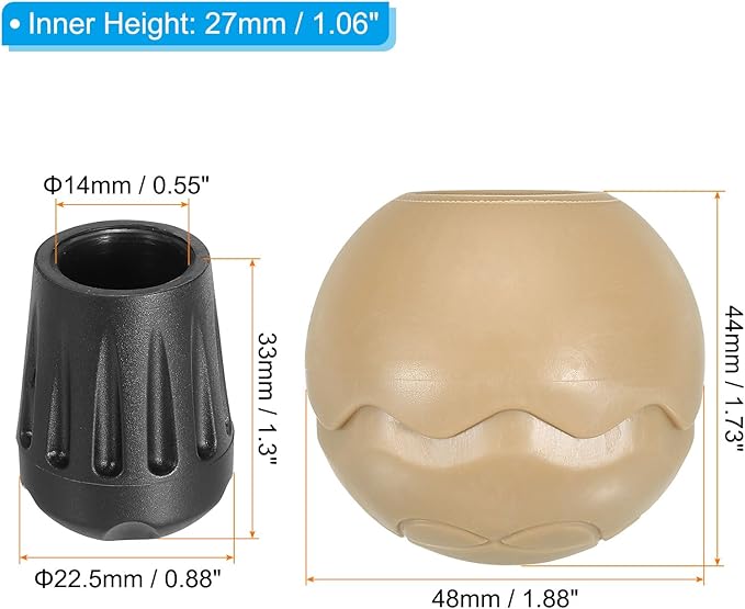 PATIKIL 0.55 Inch Chair Feet Replacement 8 Pack TPE Outdoor Camping Chair Leg Tips Ball Cap Folding Chair Legs Floor Protectors Stability on Rugged Fit for 0.55(14mm) Chair Feet Beige