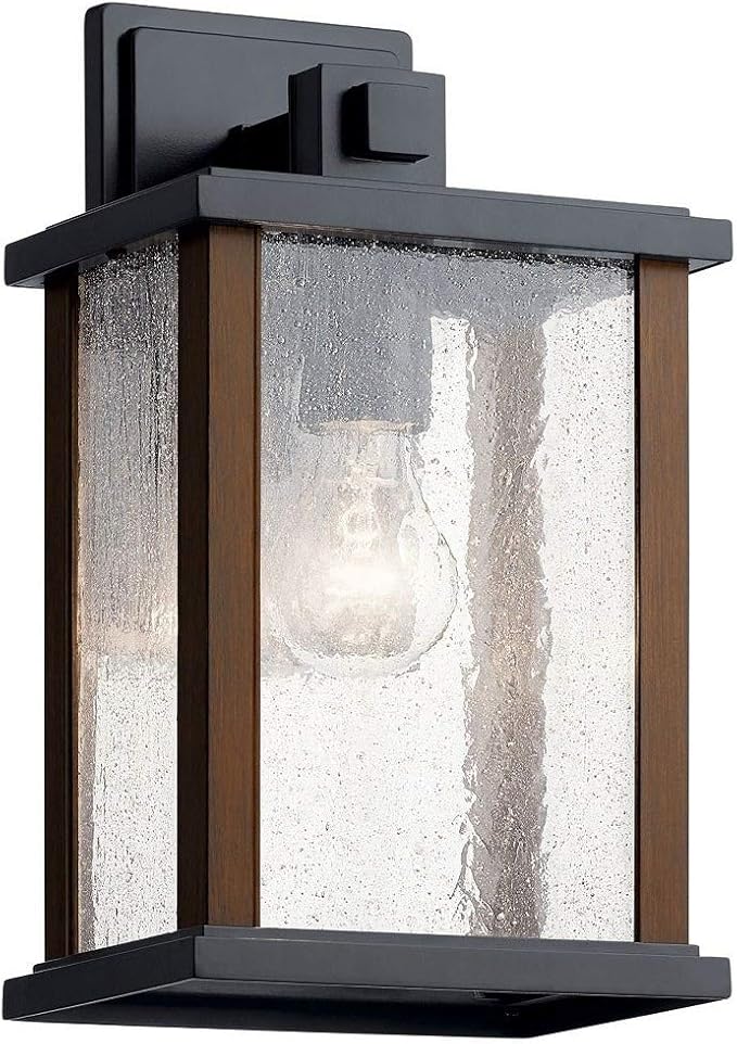 Kichler Marimount 12.75 Outdoor Wall Light in Black 1-Light Exterior Wall Sconce with Clear Ribbed Glass (12.75 H x 7.5 W) 59017BK