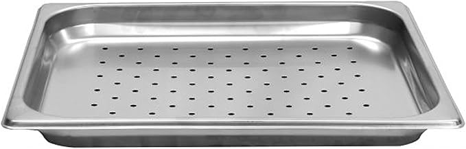 TrueCraftware-Half Size 1-1/4 Deep Perforated Stainless Steel Anti-Jamming Steam Pan 24 Gauge-Chafing Heavy-Duty Chafing Steam Table Pan Catering Storage Metal Food Pan