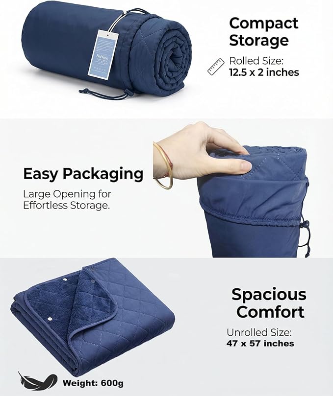 Waterproof Outdoor Stadium Blanket – Quilted &amp Windproof 57x49 Compact Picnic &amp Beach Blanket for Camping Sports Travel – Car Seat Cover for Post-Water Activities Navy