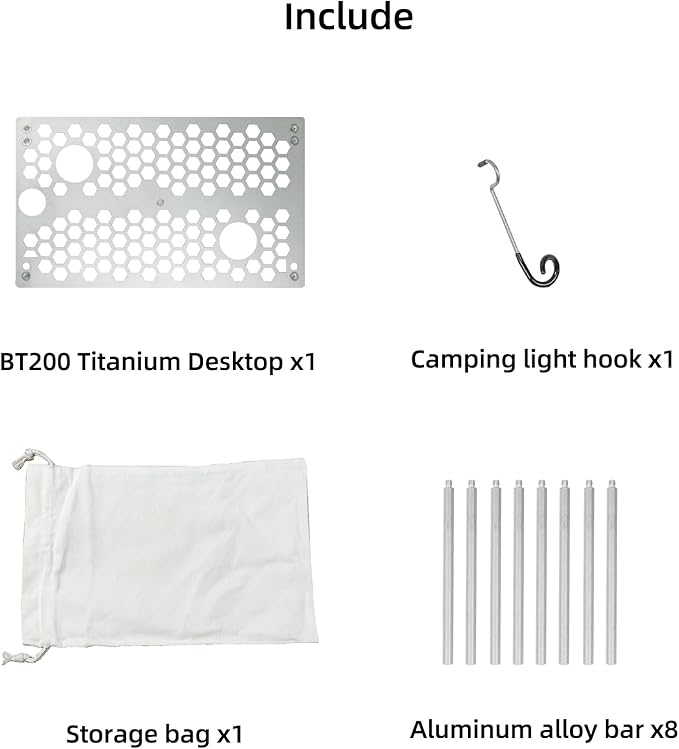 BT200 Ultralight Camping Table Titanium 2-in-1 Folding Design Lightweight and Portable Ultralight Backpacking Table for Solo Camping