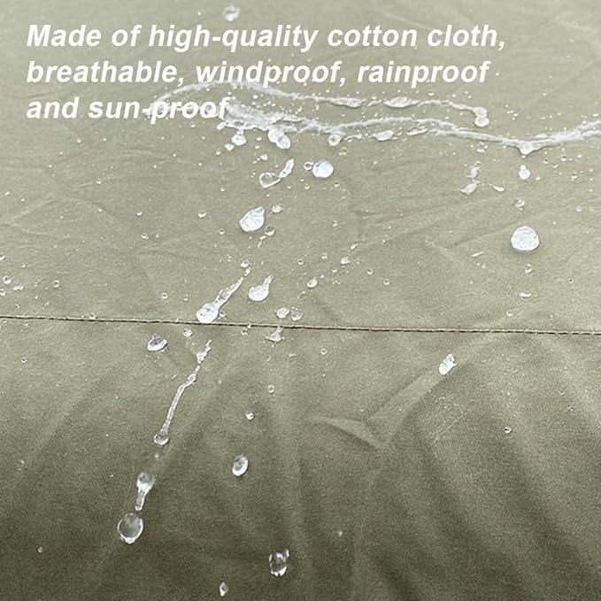 Large Luxury Inflatable Camping Tent Cotton Canvas Tent Breathable and Waterproof Air Tent with Skylight and Stove Jack Hole for for 4-6-8-10 Person Family Camping