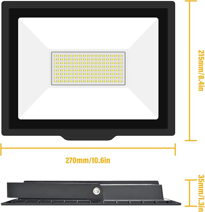 Willpower Outdoor LED Floodlights 2pcs 100W 10000LM IP66 Waterproof Security Lights Daylight White 6500K Wall Light for Garden Garage Yard Lawn Court Patio