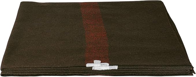 Fox Outdoor Products Wool Blanket - Warm Lightweight Wool Blend Blanket with Whip-Stitched Edges for Outdoor &amp Home Use Swiss Army Style - DEEP Chestnut Brown