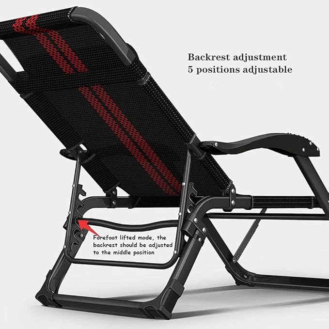 FWZJ Patio Zero Gravity Recliner Sun Loungers Outdoor Folding Beach Chair Recliner Garden Terrace Massage Handrails Courtyard Lawn Adjustable Long Chair B-A (B)