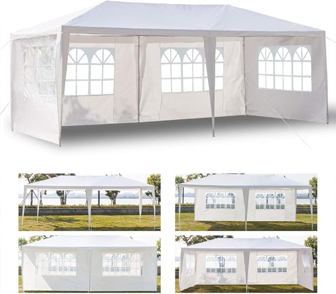 10'X20' Outdoor Party Tent with 4 Removable Sidewalls Waterproof Canopy Patio Wedding Gazebo White