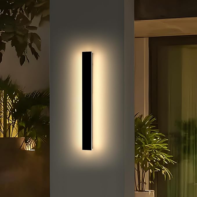 Modern Outdoor Wall Light 39inch Exterior Wall Sconces 3000K Warm White Light Black Minimalist Style White Acrylic Panel IP65 Long Garage Lighting Fixtures for Gardens Front Porch