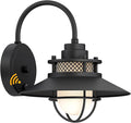 Black Farmhouse Gooseneck Barn Light Dusk to Dawn - Outdoor Wall Lantern with Photocell Sensor Porch Light Dusk to Dawn Outdoor Sconce for Barn Garage Patio E26
