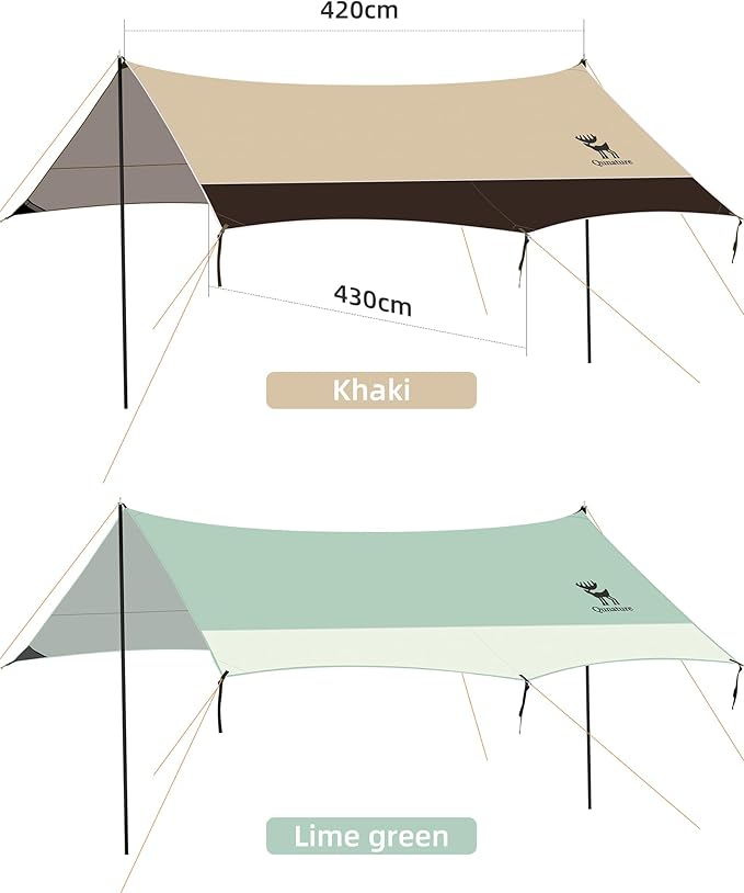 Beach Tent Camping Sun Shelter 13.78 x 14.1ft Easy to Set Up Beach Shade UPF 50+ Waterproof Beach Shade Tent for 10-12 Person Outdoor Tent for Beach Camping Fishing Picnic