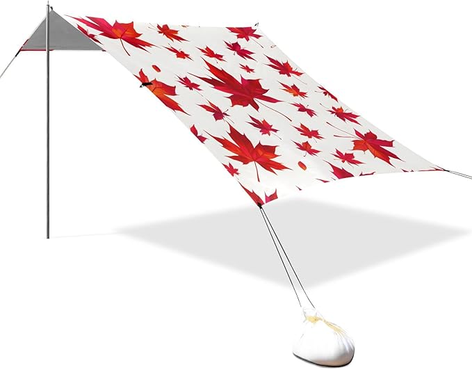 Bolaz Beach Canopy Tent Sun Shade9'×10.5' Large Family Beach Shade UPF50+- Outdoor Shade for Camping Trips FishingMaple Leaves