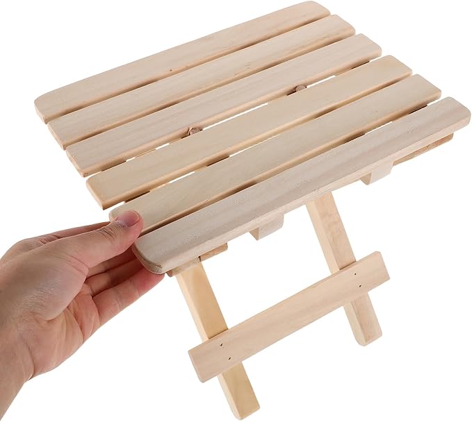 Luxshiny Portable Folding Wooden Stool Small Lightweight Camping Seat Wood Stool Chair for Outdoor Hiking Fishing and Bathroom Use