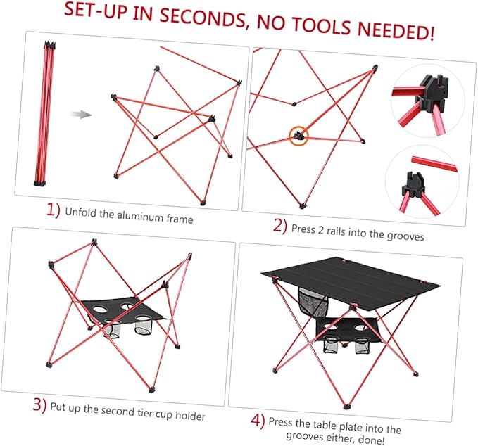 PRETYZOOM Versatile Outdoor Folding Camping Table 73x55x53cm Sturdy Picnic Beach Table
