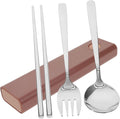 1 Set Set Fork Spoon Chopsticks Stainless Chopsticks Stainless Steel Spoon Stainless Steel Utensils Set Chopstick Holder Spoons and Forks Set Travel Utensils Chopstick Rest
