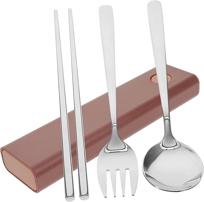 1 Set Set Fork Spoon Chopsticks Stainless Chopsticks Stainless Steel Spoon Stainless Steel Utensils Set Chopstick Holder Spoons and Forks Set Travel Utensils Chopstick Rest