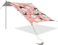 Sushi Pattern Pink Beach Tent Sun Shelter 9.2' x 10.5' Beach Canopy with 4 Sandbags 4 Stability Poles Sand Shovels - Tent Canopy for Beach Camping Fishing Picnics