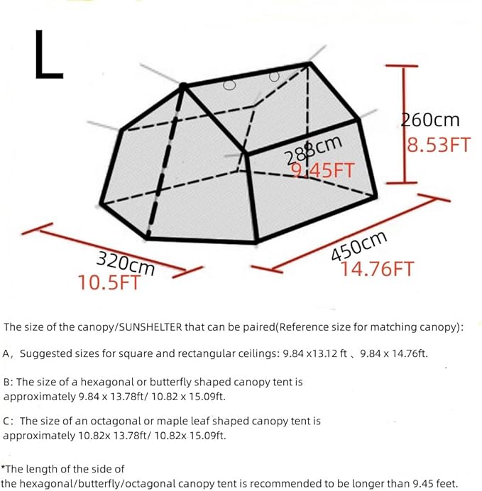 Outdoor Mesh Screen House Lightweight Camping Canopy Tent Net Mesh Outdoor 4-6 Person Mesh Net Travel Portable Tarp Mesh (Medium)